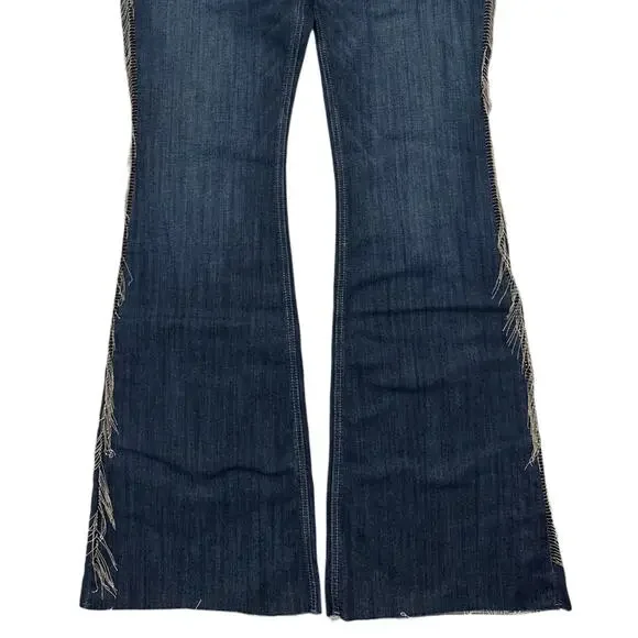 Ariat REAL Denim High Rise Flare Jeans Fringe Detail Women’s 33XL - Picture 3 of 11